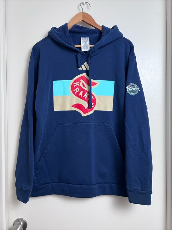 adidas Other - Adidas Seattle Kraken 2024 Winter Classic Hoodie Navy NHL Pullover Sweatshirt L